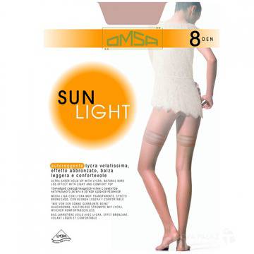 Малена – магазин за женски тънки чорапи със силикон OMSA ОСМА дамски седем осми чорапи Sunlight 8 DEN чорапи със силикон