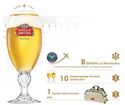Конкурси всякакви: Спечелете 8 билета за Wimbledon, пътна чанта и 10 лимитирани бокала всеки ден от Stella Artois