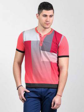 Блуза с къс ръкав в цвят корал