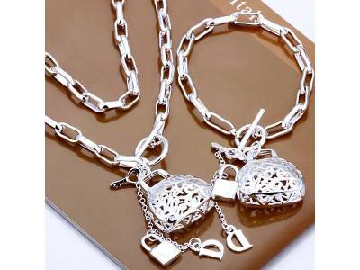 BOK 925 S04056 DIOR Катинарче Реплика! Дамски посребрен сет – колие и гривна