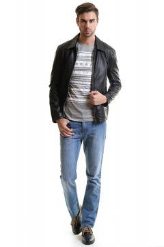 Мъжко кожено яке RELEASE, Яка, Черно