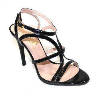 Високи дамски сандали от естествен лак