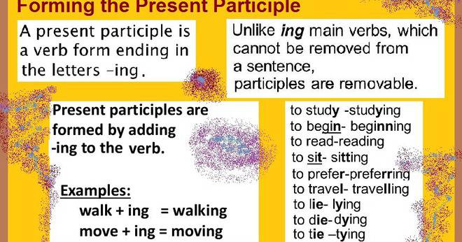 Английски език – самоучител за българи: Образуване на сегашно причастие (Forming the Present Participle of English Verbs).