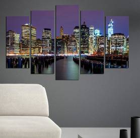 Декоративно пано за стена със залез над града – HD-586
