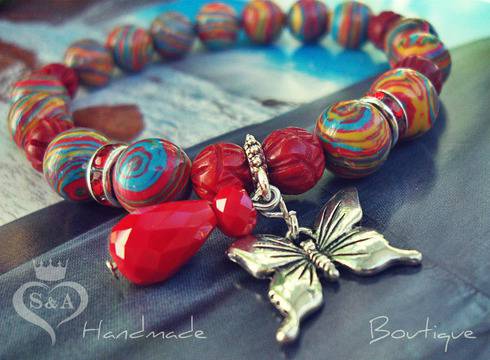 Кокетна Дамска Гривна Red Butterfly