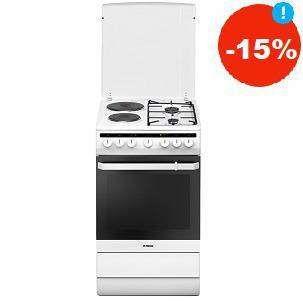 Комбинирана печка Hansa FCMW58151, 4 Нагревателни зони, Ел. фурна, Въртящ се шиш, Функция грил, A-20%, Бяла –15%