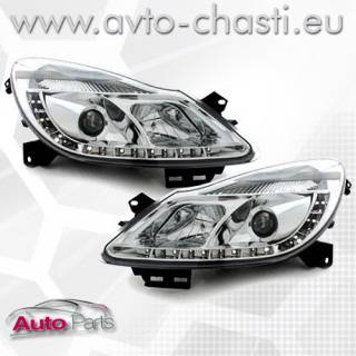 Диодни фарове за Опел Корса. Вградени дневни светлини. DRL функция. Тунинг фарове за Опел Корса.