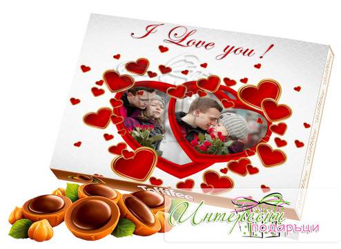Кутия бонбони със снимка – Сърчица