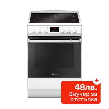 Ел. печка Hansa FCCW69209, 4 Нагревателни зони, Ел. фурна, Функция грил, Клас A++, Бяла