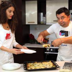 Пилешки флейки със сос „Бешамел“ и задушени зеленчуци от певеца Искрен Пецов