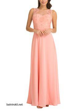 Абитуриентска Розова Парти Рокля Шифон Гол Гръб Дантела