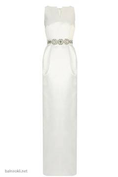 Елегантна Дълга Вечерна Рокля Цвят Бял Крем