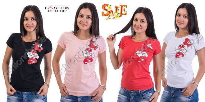 Ежедневна блузка с къс ръкав в 4 цвята с щампа LOVE