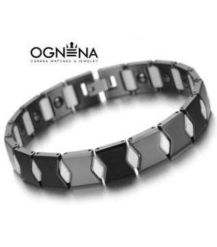 Мъжка гривна от бяла и черна керамика