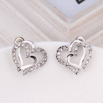 Луксозно Колие и обици ДВЕ СЪРЦА от Bokachа, с 18К бяло злато