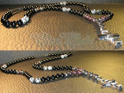 Мъжки гердан от естествени камъни Оникс, Турмалин и Обсидиан – DM-1007