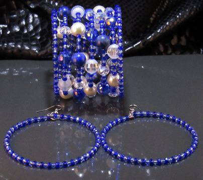 Комплект уникална дамска гривна и обеци от Лазурит – DM-2019