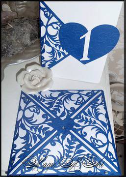 Дизайнерска Покана за сватба модел Butterfly Flower цвят синьо - - Сватба в синьо-Море