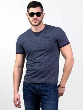 Мъжка блуза с къс ръкав в тъмносиньо