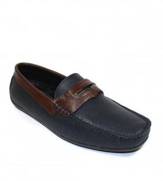 Мъжки мокасини в синьо и кафяво