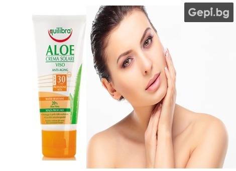 Слънцезащитен крем за лице Алое вера SPF 30