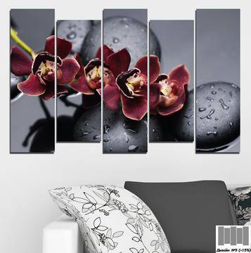 Декоративно пано за стена с лилава орхидея и Дзен камъни – HD-172