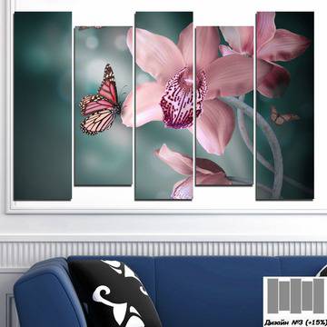Декоративно пано за стена с розова орхидея и пеперуда – HD-310