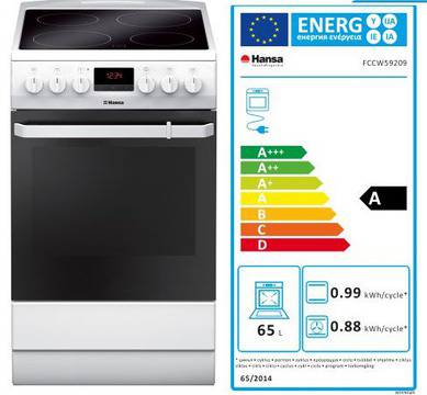 Ел. печка Hansa FCCW59209, 4 Нагревателни зони, Ел. фурна, Функция грил, Клас A++, Бяла – ТОП ОФЕРТА