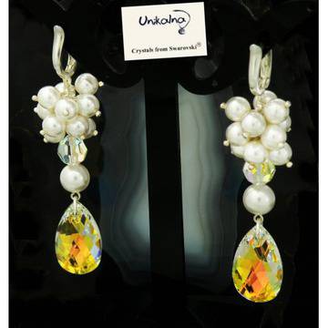 Сребърни обеци с кристали и перли Swarovski Amazing Shine-White