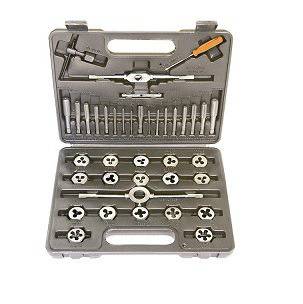 Комплект метчици и плашки, SPARTA, М3-М12, 40 части, въртоци, в пластмасова кутия