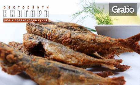 Миди по моряшки с бяло вино и девесил, Пържен сафрид или Паниран ретро калмар