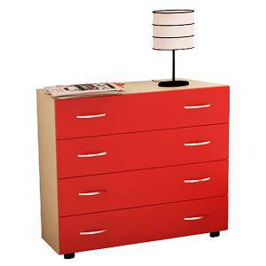 Скрин с четири чекмеджета MIPA ЛЕНИ, беже и червено