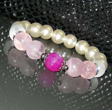 Дамска гривна от естествени камъни Кварц, Планински кристал и Ахат – DM-2214