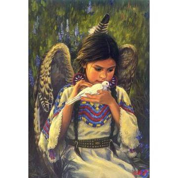 Диамантен гоблен ИНДИАНКА С БЯЛ ГЪЛЪБ