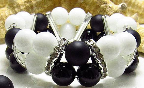 Дамска двойна гривна от естествени камъни Оникс – DM-2228