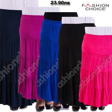 Дълга макси пола с намачкан ефект в 8 актуални цвята