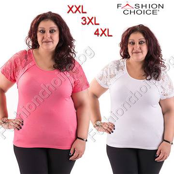 Лека макси блуза в два десена с дантелени ръкави