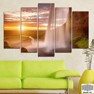 Декоративно пано за стена с величествен водопад при залез – HD-101