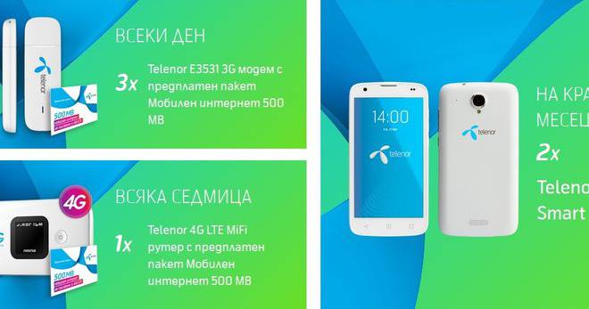 Конкурси всякакви: Спечелете 2 смартфона Telenor Smart Plus II, фотосесия с любима бг звезда и още награди