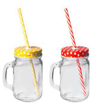 Буркан за коктейли със сламка 440ml