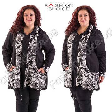 Ефектен макси жакет за есента със цип и джобчета