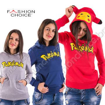 Дамски суичър с ефектна качулка Pokemon в 5 цвята