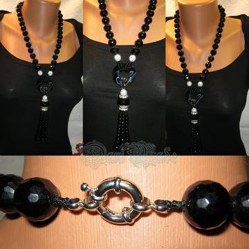 Дамско колие от естествени камъни Ахат и Оникс – DM-1002