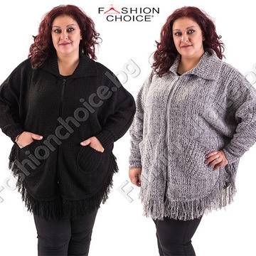 Макси жилетка тип пончо с паднал ръкав и ефектни ресни