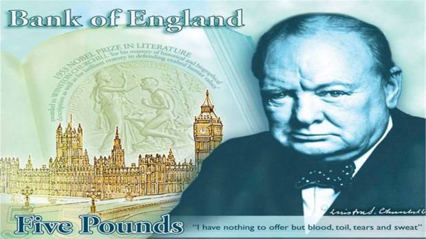 Нова банкнота от £5 с Чърчил в обръщение от днес