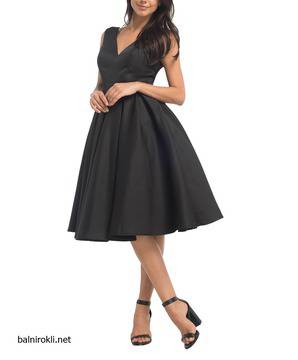Елегантна Къса Коктейлна Черна Рокля Сатен