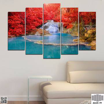 Декоративно пано за стена от 5 части – Горски пейзаж в червено – HD-457