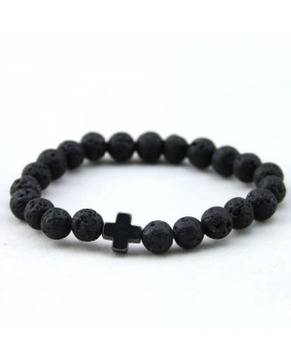 Унисекс гривни с мъниста и кръст в бяло и черно