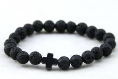 Унисекс гривни с мъниста и кръст в бяло и черно