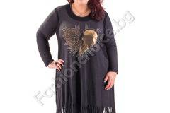 Красива макси туника с бляскаво сърце и ресни